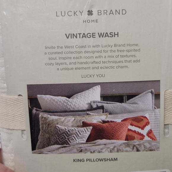 Lucky Brand Home King Pillow Sham Color- Ivory Quilted Pillow Cover - Picture 4 of 8